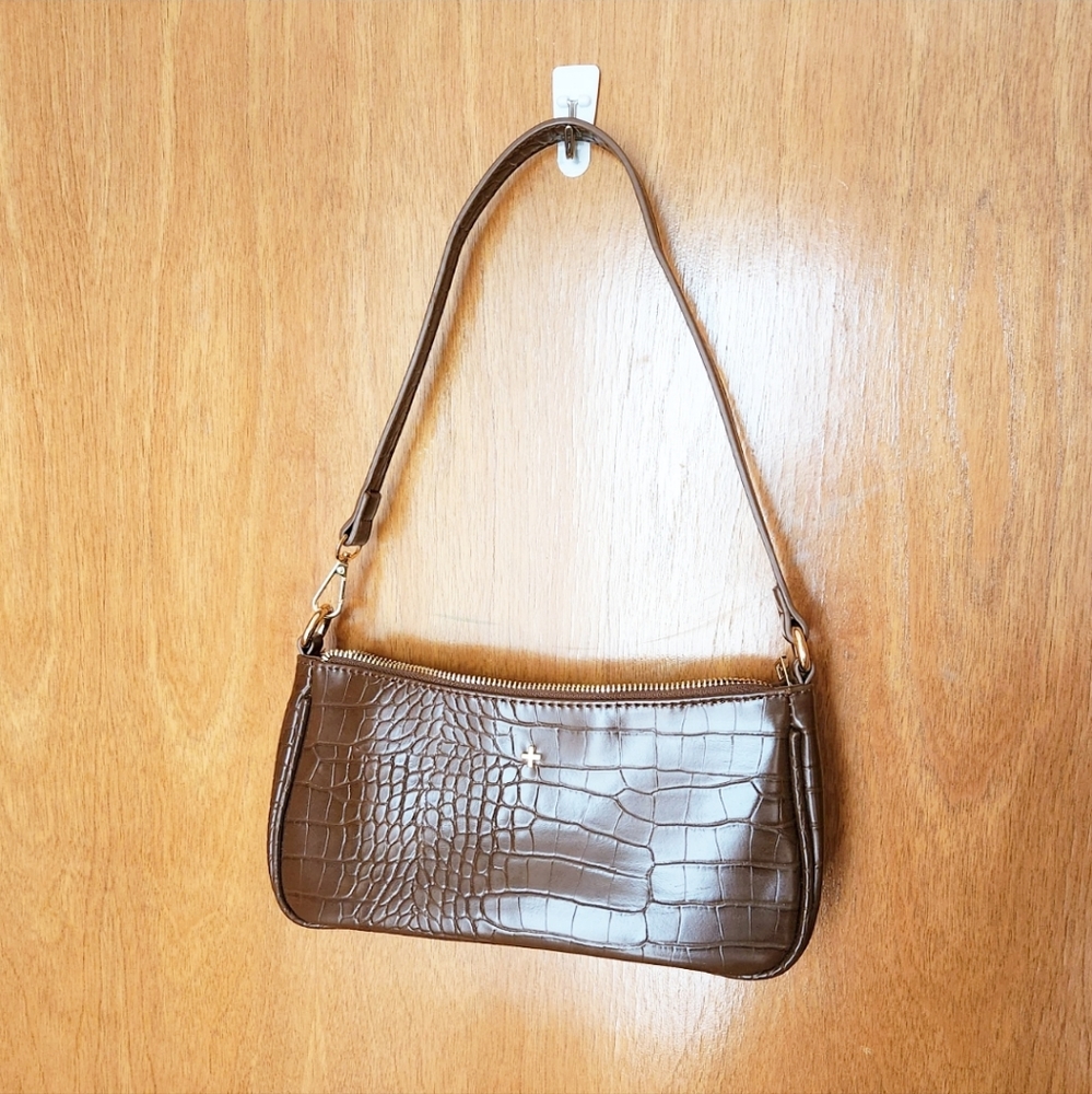Sold. Princess Polly Peta & Jain Brown Faux Croc 90's Y2k Shoulder Baguette Bag